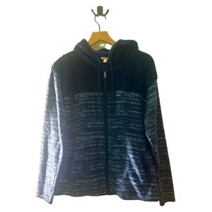 Sonoma Full Zip Hoodie Cozy Sherpa Lined Jacket Blue Patterned Large